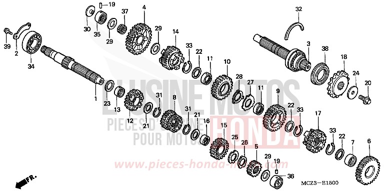 GETRIEBE von Hornet 900 GRAPHITE BLACK (NHB01) von 2007